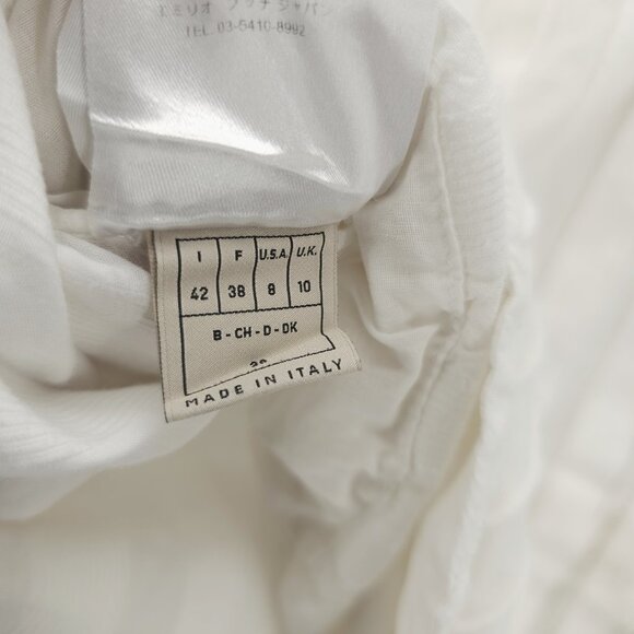 EMILIO PUCCI White Cotton Silk Shirt Blouse Textured US 8 - MISSING 3 BUTTONS! - Picture 7 of 8